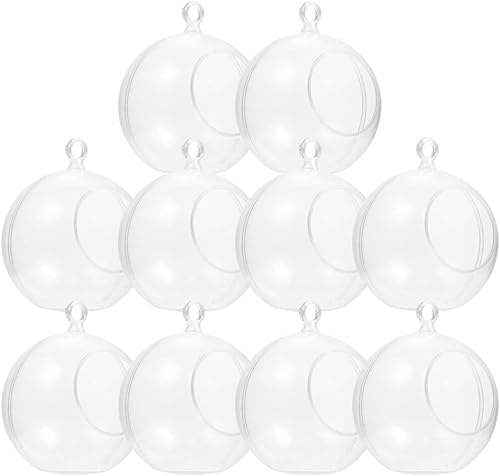 Miniatura 9 de DECHOUS 10 bolas de Navidad transparentes, bolas de adorno rellenables para árbol de Navidad, decoraciones colgantes para decoración de fiestas de