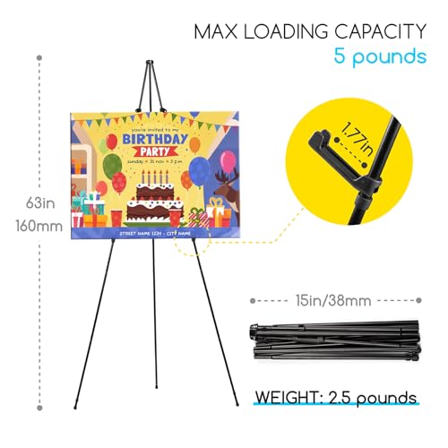 MEEDEN 2 Pcs Easel Stand for Painting and Display: 63" Art Metal Easel Sign Stand with Bag - Portable Foldable Instant Tripod Display Easel Stand for Wedding, Painting Canvas, Presentations, Posters by MEEDEN - Image 3