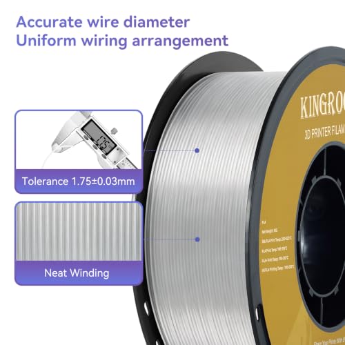Image of Kingroon PLA Filament 1.75mm 3D Printer Filament Transparent Pla Filament 1kg Filament Dimensional Accuracy + /- 0.02mm, Fit Most FDM Printer, Transparent