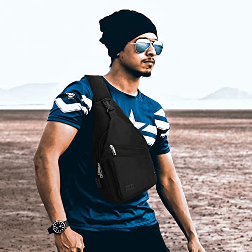 Amj Sling Bag Shoulder Backpack Chest Bags Crossbody Daypack For Women & Men With Usb Cable For Hiking Camping Outdoor Sport Cycling Trip Black #TOP6