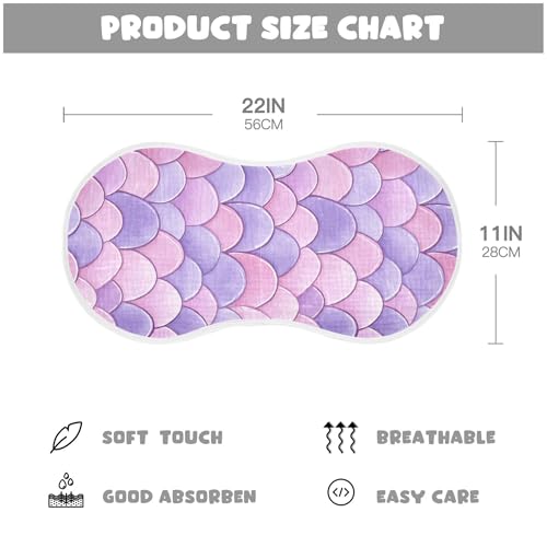 xigua Mermaid Scales Baby Burp Cloths for Newborn Boys and Girls 4 Pack, Soft & Absorbent Cotton Baby Burp Cloth, Baby Washcloths, Newborn Towel, Burp Rags4