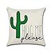 AmDxD Funda de cojín decorativa, 45 x 45 cm, cojín decorativo, 1 unidad, suave, cuadrada, con estampado de cactus Hug me Please, en lino, para sofá (estilo 5, 1 unidad), color negro y beige