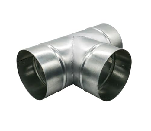 Prostko Ltd Silver Prostko Galvanised Steel T Piece Connector - Metal Tee Joint - Ventilation Tube Hose Pipe - Ducting 3 Way Adaptor (Ø 100Mm),