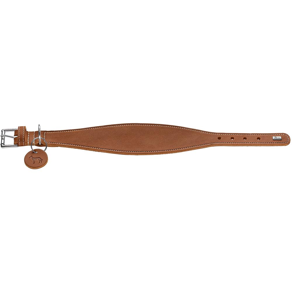 HUNTER Collar para Galgos Aalborg Color Oliva, Piel Suave Resistente, Ideal para Galgos, diseño Que distribuye la presión, Protege la Garganta, Fabricado en Alemania, Talla 52