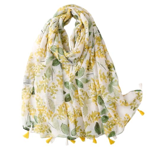 MAZELIKEHOOD Foulard Femme Imprimé Écharpe Legère en Viscose Accessoire Mode Printemps Été Foulard Grand Format pour Femmes Filles