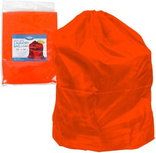 KENNEDY HOME Heavy Duty Jumbo Sized Nylon Laundry Bag, Orange