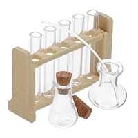 Toyvian Science Laboratory Toy 1 Set Miniature Test Tube Rack with Test Tubes and Droppers for Educational Experiment Toy House Accessories