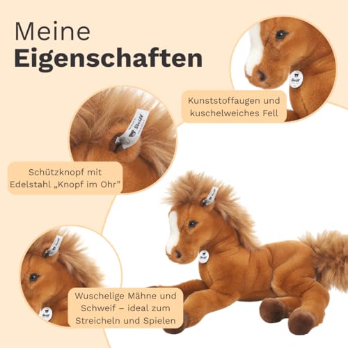 Steiff Kuscheltier Fenny Schlenker-Holsteiner, Süßes Stofftier mit Kunststoffaugen, Kinder, Jungen & Mädchen, Plüschtier 35 cm, Hellbraun, 070082