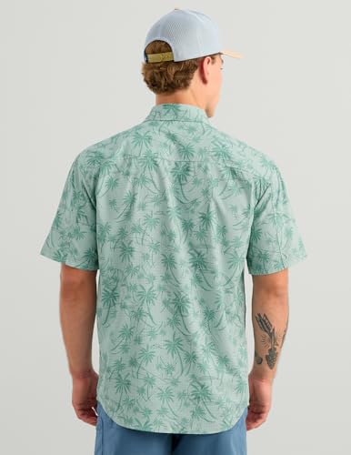 Image of HUK Men's Tide Point Kc Scott Original Artwork Short Sleeve Shirt, Fishing Button Down