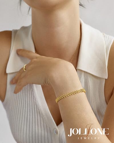 14K Gold Bracelets for Women Non-Tarnish, 3-Layer Woven Beaded Bracelet for women, Elastic Stretch Adjustable Trendy 2025 for Yoga, Work, Parties & Everyday Wear, Gifts for Her2