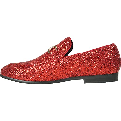 Image of bravo! Men Dress Shoe Prom Slip-on Loafer Lace-up Oxford Cap Toe Metallic Glitter for Wedding Prom Black Blue Green Gold Pink Pewter Purple Silver Red