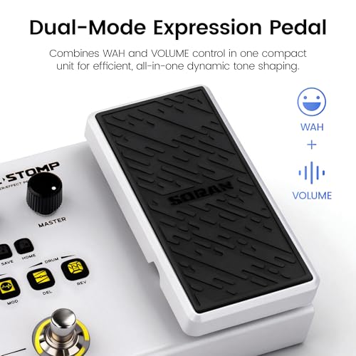 Image of SORAN Dual Stomp Multi Effects Guitar Pedals, Rechargeable Multi Effects Processor with Expression Wah Volume 99 Presets 126 Effects 40s Loop 100 Drums 20 IR /NAM Slots USB Audio Record