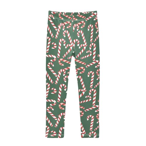 Girls' Athletic Leggings Ankle Length Yoga Dance Pants Kids Teen 4T Candy Cane