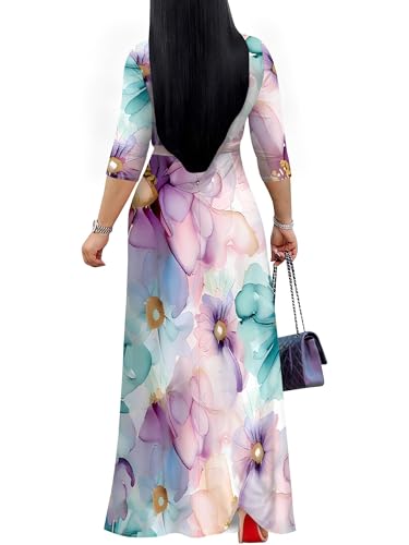 Image of PinkPatty Women's Long Sleeve Maxi Dress Plus Size Trendy Wedding Guest Wrap Dress with Pockets&Belt