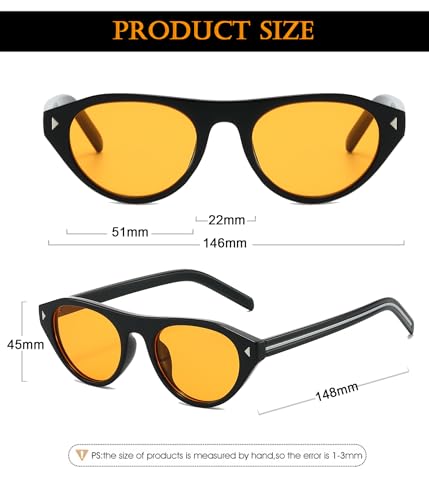 Image of EYLRIM Retro Oval Cat Eye Sunglasses for Women Men Trendy Flat Top Narrow Cateye Shades UV400 Protection