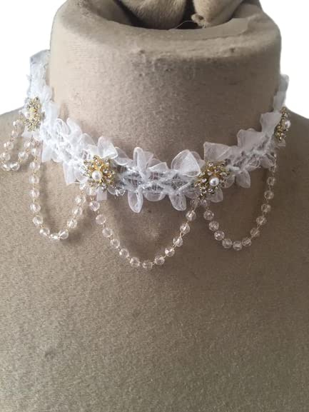 Sublime collier de mariage dentelle strass anti-irritation