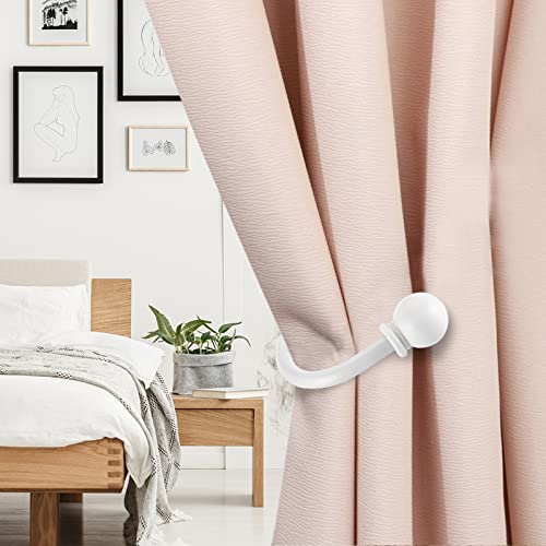 Sumnacon Set Of 2 Metal Decorative Curtain Holdbacks, Wall Mounted Window Drapery Tiebacks For Bedroom, Livingroom, Office Come With Screws, White #TOP2