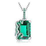 JewelryPalace 7.6ct Grenouille Rectangle Pendentif Taille Emeraude Vert Cubique Zircon Argent 925 Pour Femme, Collier Chaine Animaux Grosse Pierre Fille 45CM, Ensemble Parure de Bijoux Cadeau Maman