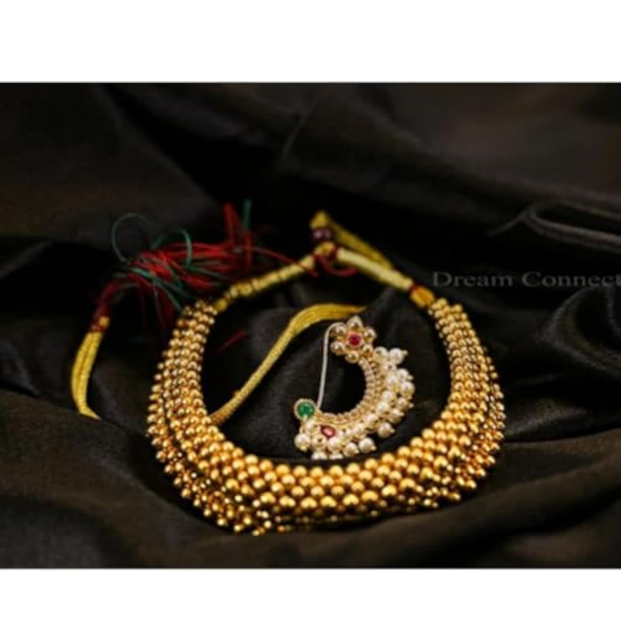 Women's Handcrafted Brass Gold Finish Beaded Necklace Set