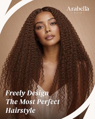 Image of Arabella Chocolate Brown Deep Wave Glueless Wigs Human Hair Pre Plucked Pre Cut 5x6 HD Lace 230% Density Bleached Knotes Colored Lace Frount Hair (26 Inch, Deep Curly Wig)