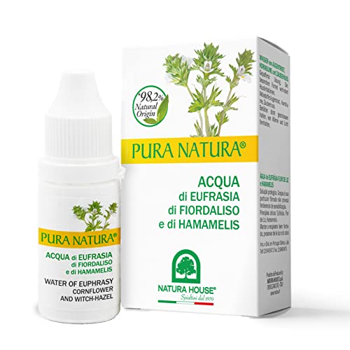 PuraNatura Occhi - Natura House – Agua de eufrasia aciano y hamamelis – 98,2% origen natural – 10 ml – Fabricado en Italia