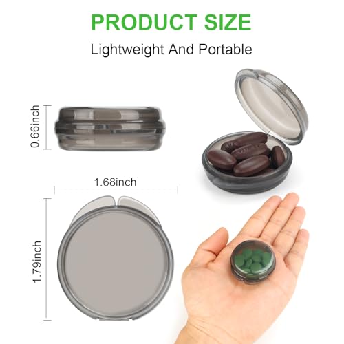 Image of Small Pill Case,8 Pack Round Pill Storage Boxes,Portable Tiny Pill Organizer Container for Pocket Purse,Compact Medicine Caddy Dispenser for Caping, Trip, Travel - Black + White