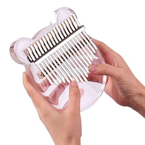 oneyuan Piano Kalimba de 17 teclas Material acrílico transparente com bolsa de transporte Adesivos d