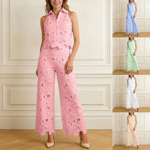 Traje de pantalón de encaje sofisticado con acabados premium y corte fluido 2