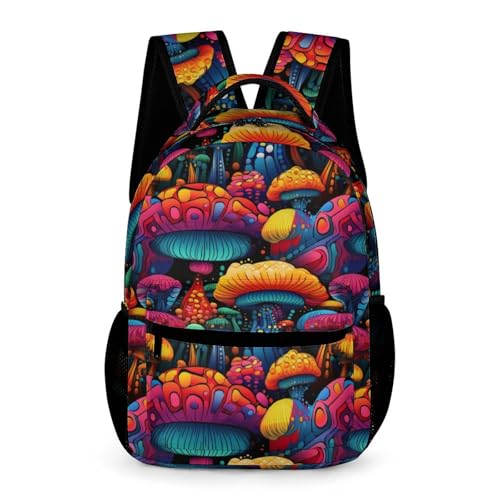 WECECE Rucksack Wasserdicht Pilz Rucksack Für Mädchen Kinder Von 6 Bis 9 Jahren Schulrucksack Jungen Pflanzen-Thema Leichter Reise Outdoor Freizeit