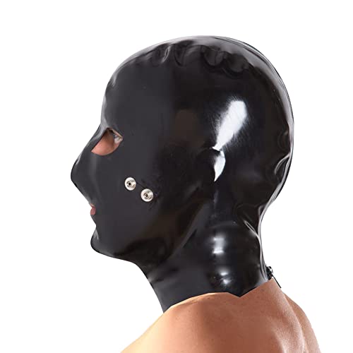 Máscara masculina de látex com sistema de borracha com focinheira removível e máscara de látex com z
