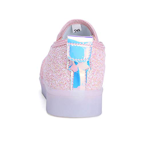 Minibella Girl's Light Up Sequins Slip On Loafers Flashing Led Casual Shoes Flat Sneakers Usb Charge #TOP2