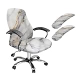 Wanzuoeng Capa de cadeira de computador com estampa de mármore com capas de apoio de braço, capas elásticas removíveis giratórias para cadeira, cinza, tamanho G