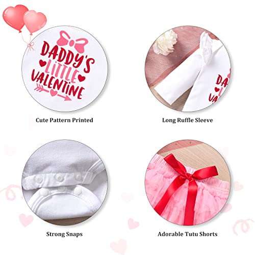 fioukiay Newborn Baby Girls Valentine's Clothes Outfits Infant 4pcs Valentine's Bodysuit Romper Shorts Clothing Sets2
