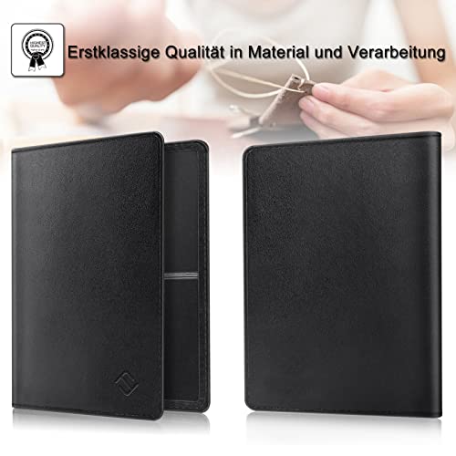 FINTIE Fahrzeugschein Hülle für Zulassungsbescheinigung - Ultradünne Leichte Fahrzeugscheinetui Kreditkartenetui aus Kunstleder Tasche für KFZ Fahrzeugschein/Ausweis/Karten, Schwarz
