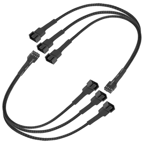 upHere Gaming Répartiteur de Ventilateur PWM 3 Voies - Câble 4 Broches pour Boîtier d'Ordinateur - Hub Ventilateur pour PC (Lot de 2)
