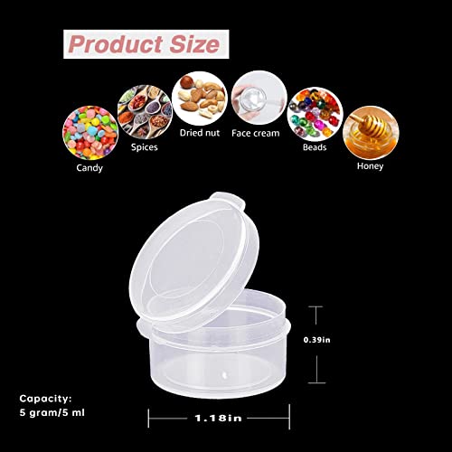 ZFYOUNG 50 pcs plastic cosmetic jar 5g/5ml clear case with snap lids portable,Travel Storage Cosmetic Samples Beauty Products Mini Containers with Lids, Airtight Cosmetic Containers with Lids,Holds lotions, creams, beads, rhinestones