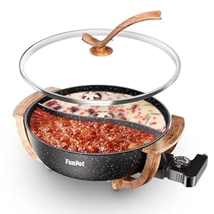 Hot Pot Electric with Divider, 6L Double-Flavor Non-stick pot, Temperature control, Large 6-Litre Capacity, Suitable for 6-12 people