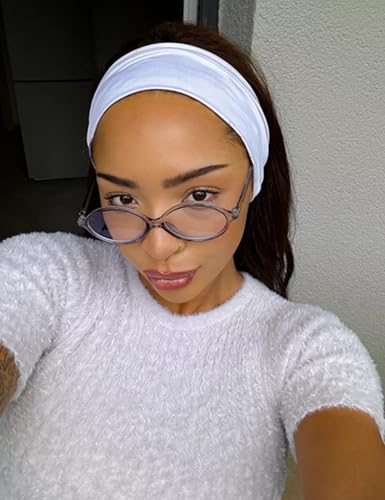 Image of Slocyclub Fashion Oval Blue Light Blocking Glasses for Women Men Vintage Oval Small Frame Eyeglasses Retro Glasses, Grey