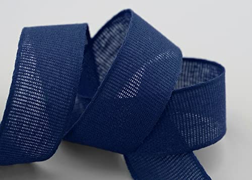 finemark 3 m x 25 mm Ruban en coton uni bleu foncé ruban décoratif en 100 % coton respectueux de l'environnement biodégradable sans fil ruban ruban naturel ruban cadeau décoratif Cover
