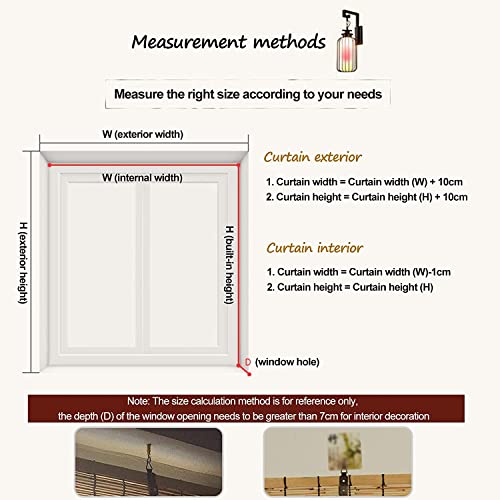 Cybuch Natural Bamboo Blinds,Outdoor Blinds Roll Up Shade,Retro Roman Shades,Shade Natural Reed Blinds Bamboo,Reed Curtains With Lift,Sun Protection, Breathable,Privacy,Custom 25X55In(Wxh) #TOP6