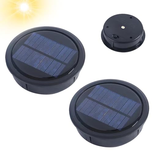 Solarleuchten Ersatzteile,2 Stück 10.5cm Solarleuchten Ersatz Top mit LED,Solar Ersatzdeckel,Ersatz Solarmodul für Gartenleuchten,Wasserdicht Solar Ersatzdeckel,für Solarlampen Laterne Deckel Garten