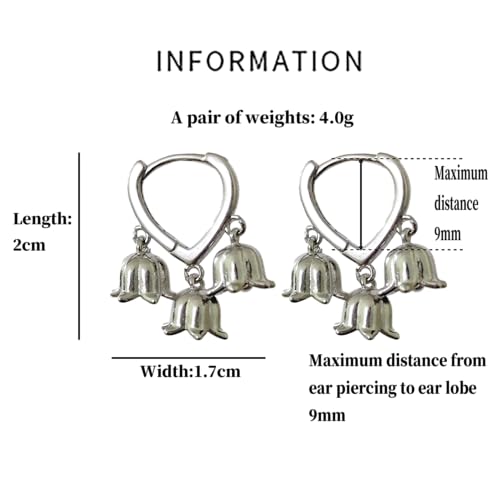 Dainty Huggie Heart Small Gold Hoop Earrings for Women Teen Lily of the Valley Earrings Flower Dangle Cute Trendy Aesthetic2