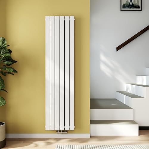 EMKE Radiateur Vertical 1800x460 mm - Design À Raccordement Central, Panneaux Double Couche Mural, Blanc, 1670 Watts