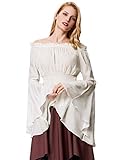 Eigenschaften: Die Damen Oberteile mit langen Glockenärmeln, Off-Shoulder Design, Ausschnitt mit Gummizug, Smok-Taille, weichem und komfortablem Viskose-Gewebe