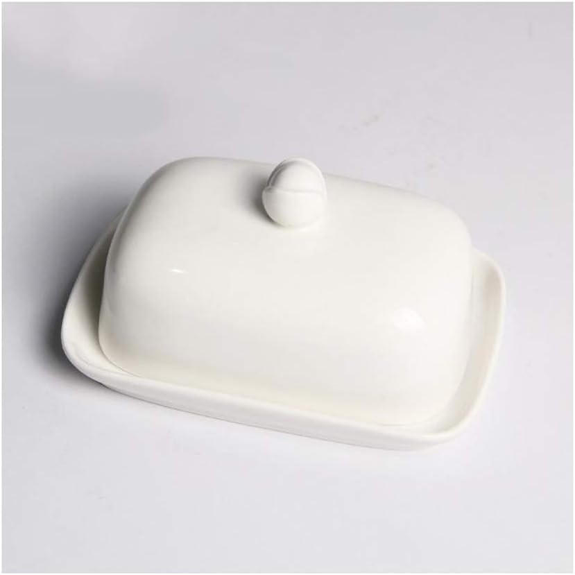 Butter Container European Style Simple Ceramic Butter Dish Cheese Butter Box Western Food Cheese Box Snack Dish Storage Dish for All Types of Butter (Color : B)