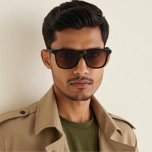 Image of HUSTLR Lenskart Switch | Zero Power Bluecut & Anti-Glare Computer Glasses with Sun Clip-Ons | Two in one glasses | Dark Night - Brown Full Rim Square | Unisex | Large | LH E17771-W