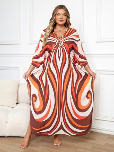 Image of Kaftan Dress for Women - Plus Size Caftan Maxi Beach Dress Moo Moos Loungewear, Swimsuit Cover Up for Beach, Pool or Vacation