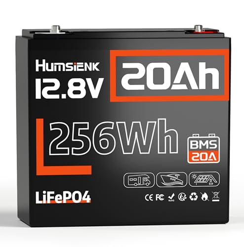 HumsiENK 12V 20Ah LiFePO4 �o�b�e���[�A10�N�̎����A�y�ʁA�h�ЃO�b�Y�A�L�����v�A�Ԓ����A�\�[���[ �A�ƒ�p(1�Z�b�g)