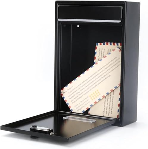 Buzón de Pared - Gestor de Cartas y Correo con Cerradura de combinación, buzón de Pared Ligero y Negro con Ventana de visualización, buzón de Metal Moderno