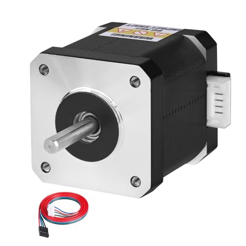 YEJMKJ Nema 17 Stepper Motor 2 Phase 1.8° 0.6Nm(84.97oz·in) High Torque Bipolar 48mm 1.2Ω 2.3A 4-Wire Shaft 24mm φ5mm 42 Stepper Motor Cable 1M for 3D Printer DIY Robot CNC Machine